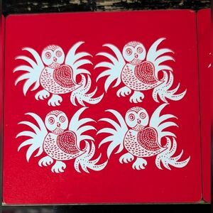 Red and White Owl Pattern Cards